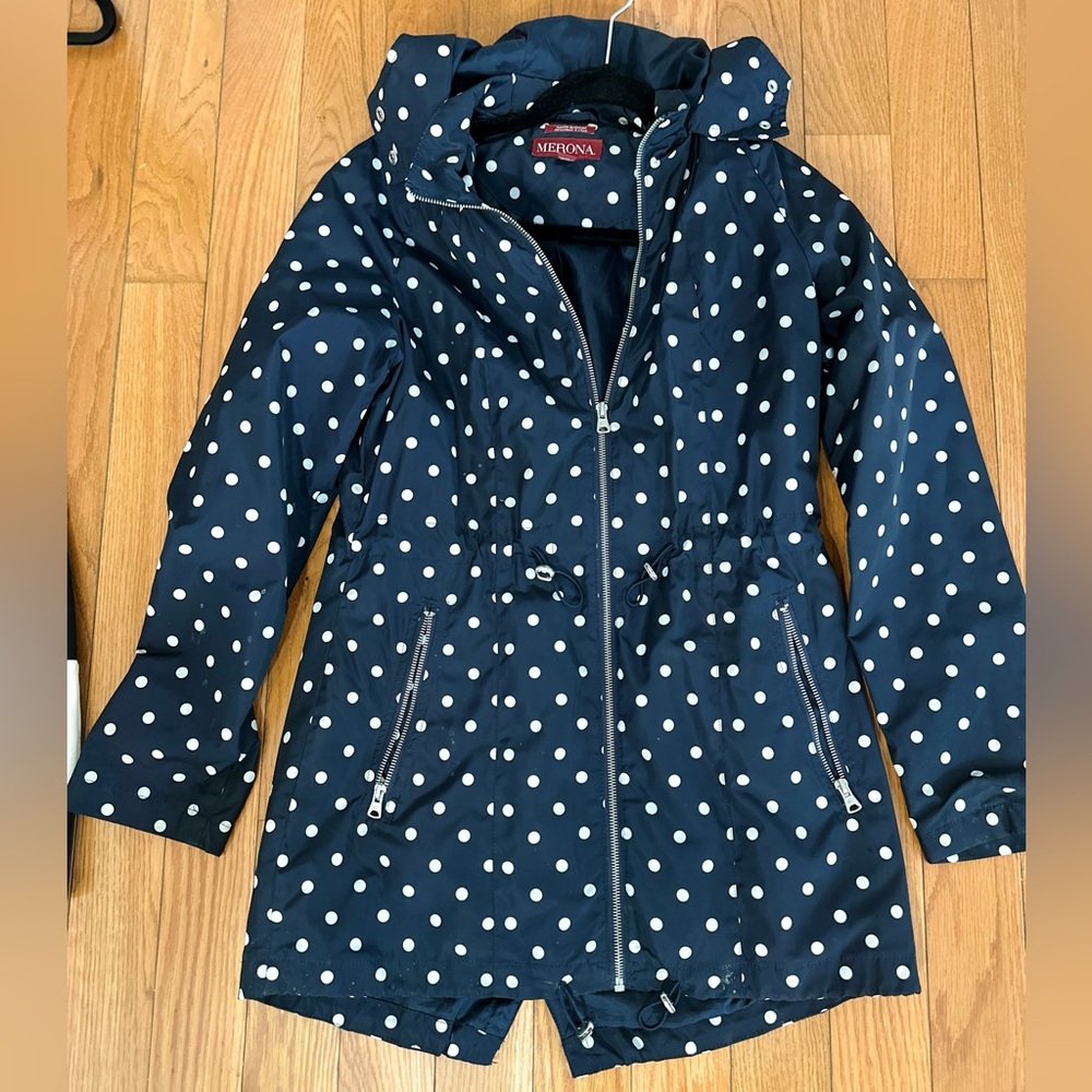 Tahari Black and White Polka Dot Ski Jacket